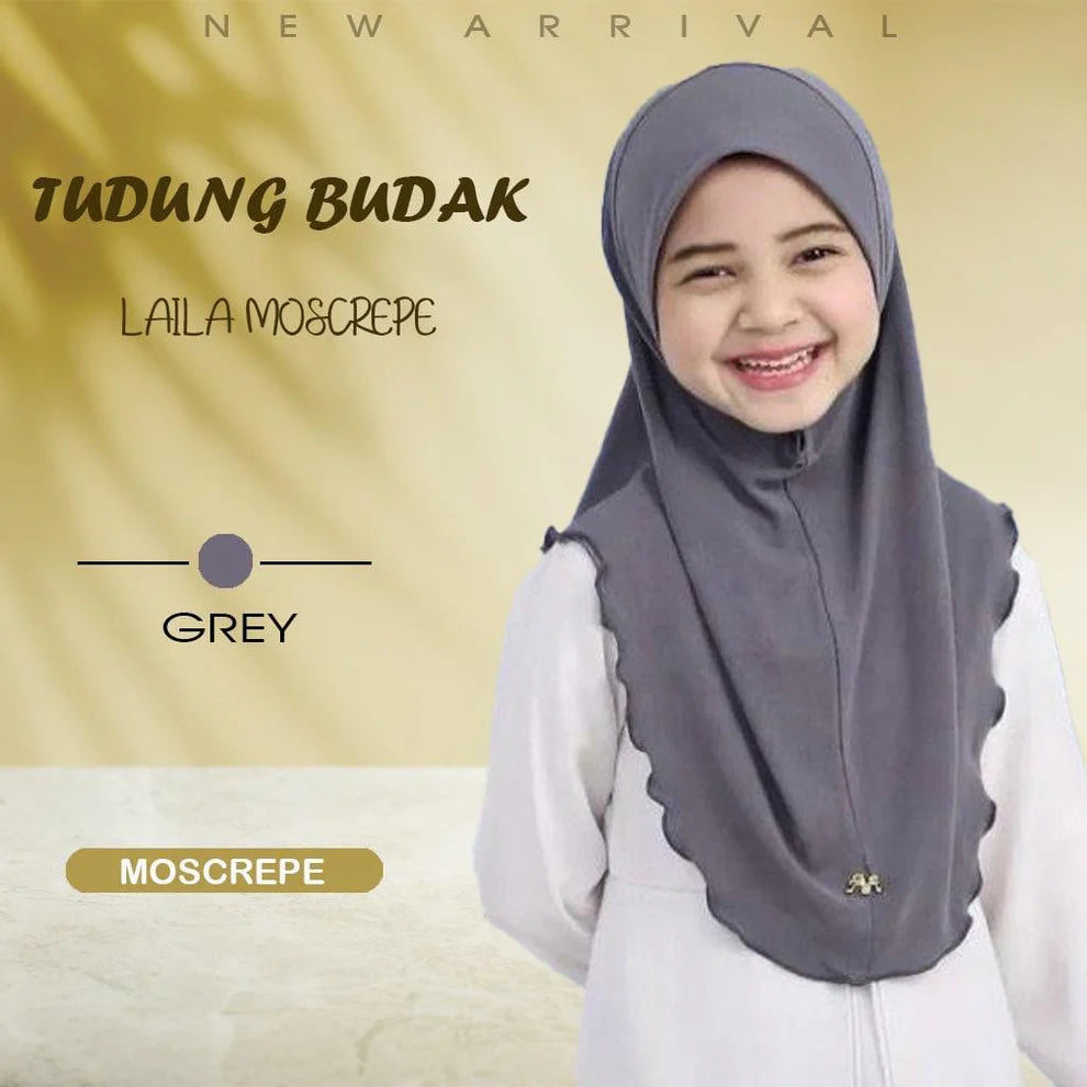 NEW TUDUNG SARUNG LAYLA MOSSCREP BUDAK/ANAK2 by Glamourous Hijabs