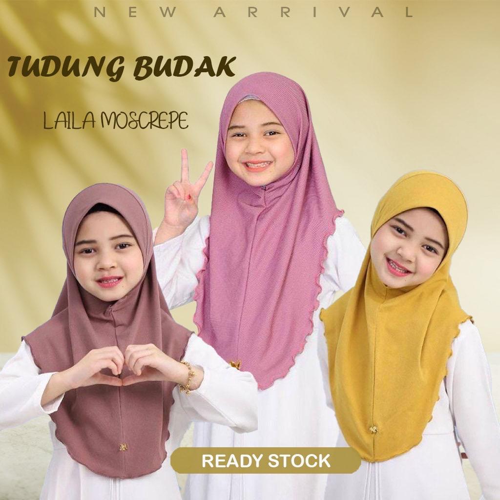 NEW TUDUNG SARUNG LAYLA MOSSCREP BUDAK/ANAK2 by Glamourous Hijabs