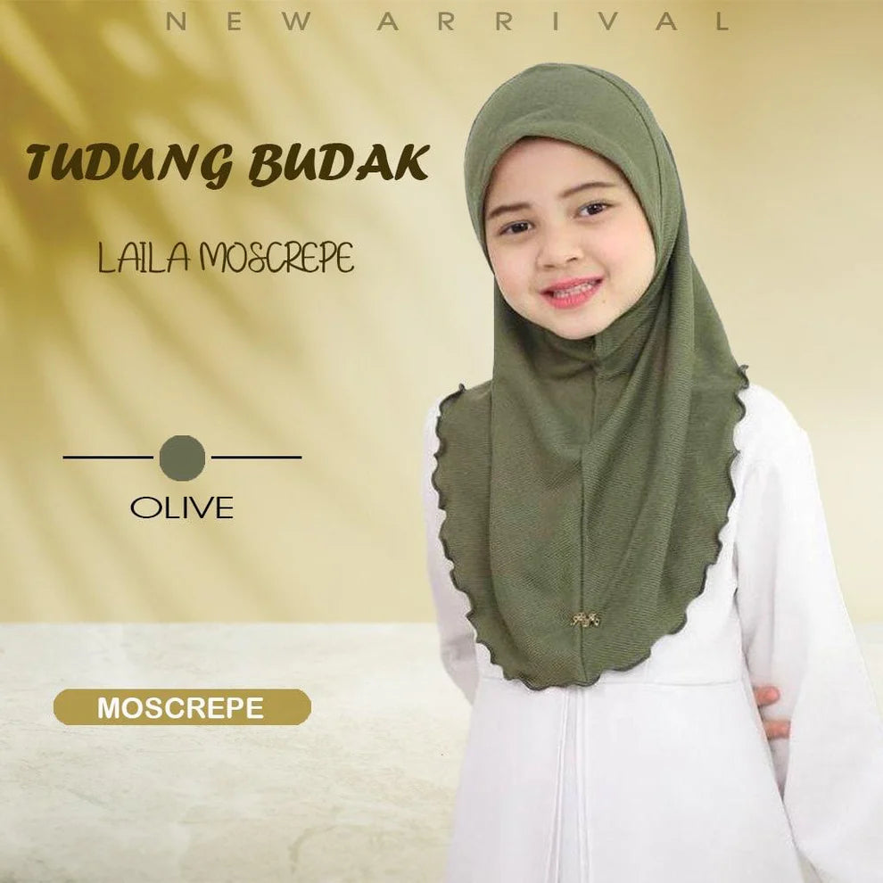 NEW TUDUNG SARUNG LAYLA MOSSCREP BUDAK/ANAK2 by Glamourous Hijabs