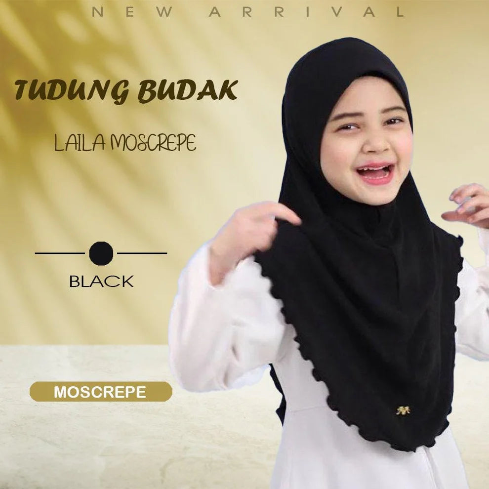 NEW TUDUNG SARUNG LAYLA MOSSCREP BUDAK/ANAK2 by Glamourous Hijabs