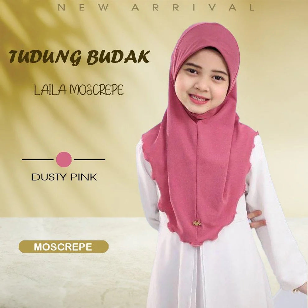 NEW TUDUNG SARUNG LAYLA MOSSCREP BUDAK/ANAK2 by Glamourous Hijabs