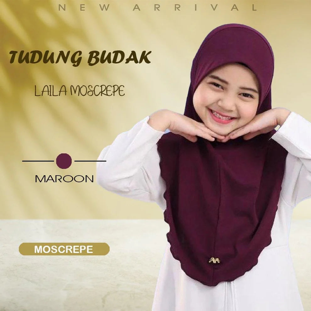 NEW TUDUNG SARUNG LAYLA MOSSCREP BUDAK/ANAK2 by Glamourous Hijabs