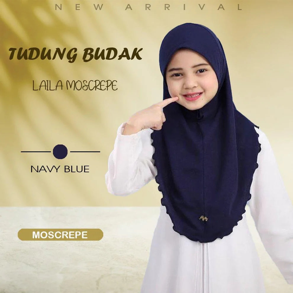 NEW TUDUNG SARUNG LAYLA MOSSCREP BUDAK/ANAK2 by Glamourous Hijabs