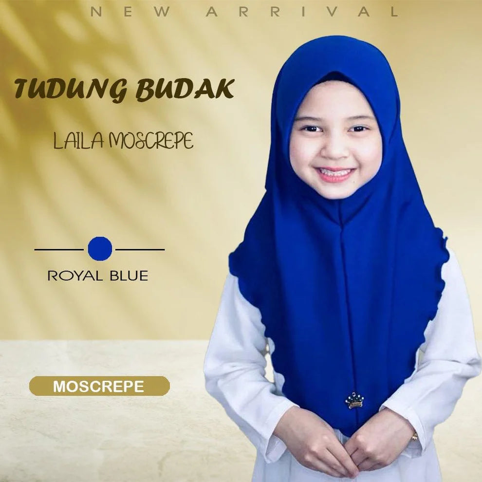 NEW TUDUNG SARUNG LAYLA MOSSCREP BUDAK/ANAK2 by Glamourous Hijabs