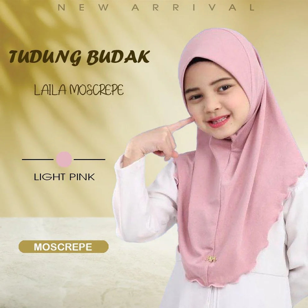 NEW TUDUNG SARUNG LAYLA MOSSCREP BUDAK/ANAK2 by Glamourous Hijabs