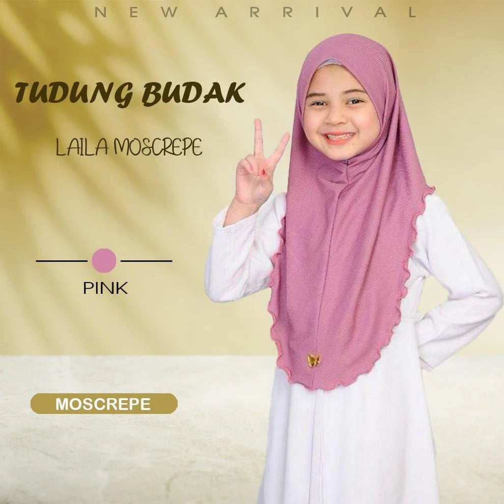 NEW TUDUNG SARUNG LAYLA MOSSCREP BUDAK/ANAK2 by Glamourous Hijabs