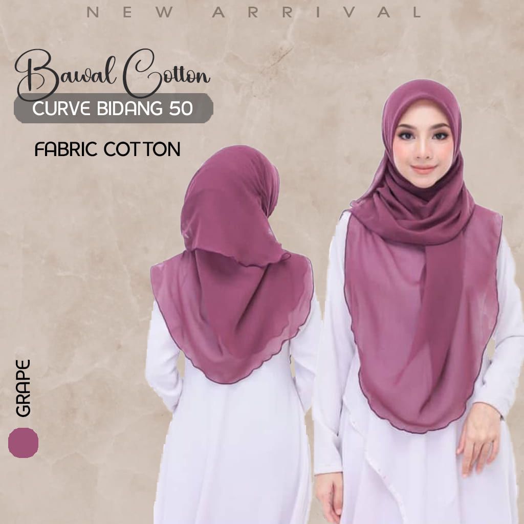 Tudung Bawal Cotton Curve Bidang 50🧕🧕🧕🧕💖💖💖💖