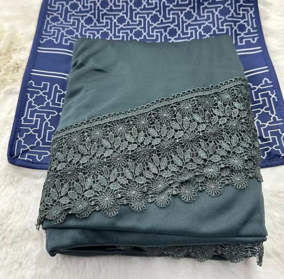 New Arrival – Telekung Cotton Lace with Free Bag (Dewasa) ✨