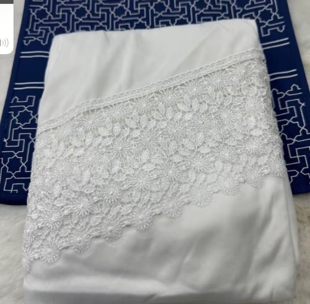 New Arrival – Telekung Cotton Lace with Free Bag (Dewasa) ✨