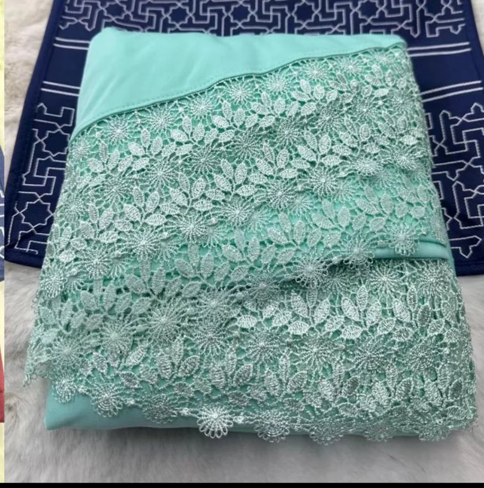 New Arrival – Telekung Cotton Lace with Free Bag (Dewasa) ✨