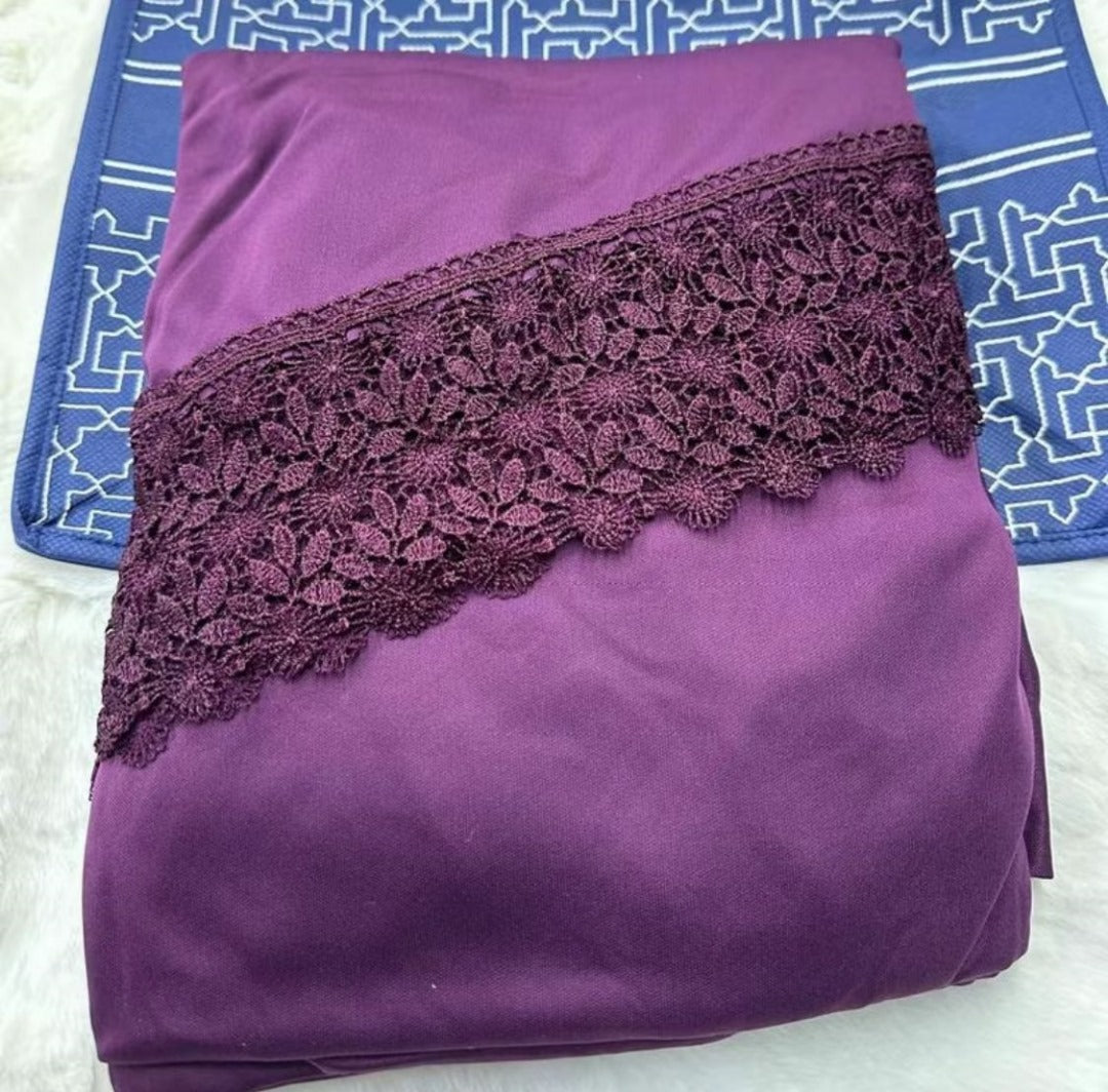 New Arrival – Telekung Cotton Lace with Free Bag (Dewasa) ✨