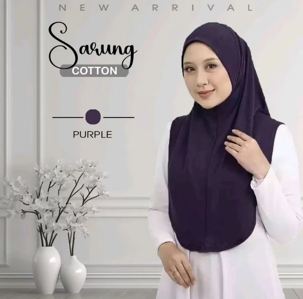 Tudung Sarung Permium Cotton M/L by Local Shop: 20 Color Menarik with Awning Pun Cotton Hijab