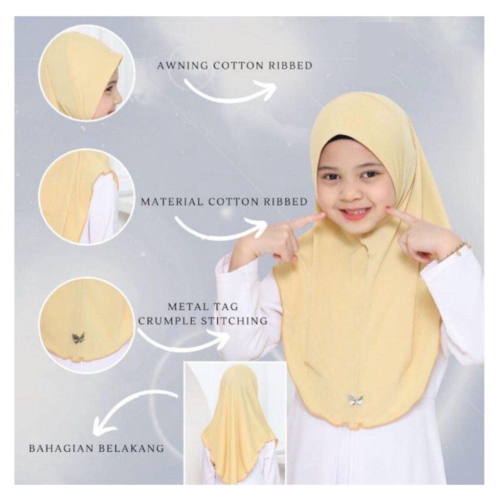 NEW HOT SELLING INSTANT BUDAK ANAK2 SARUNG TUDUNG LAYLA RIBBED PLAIN PLEATED