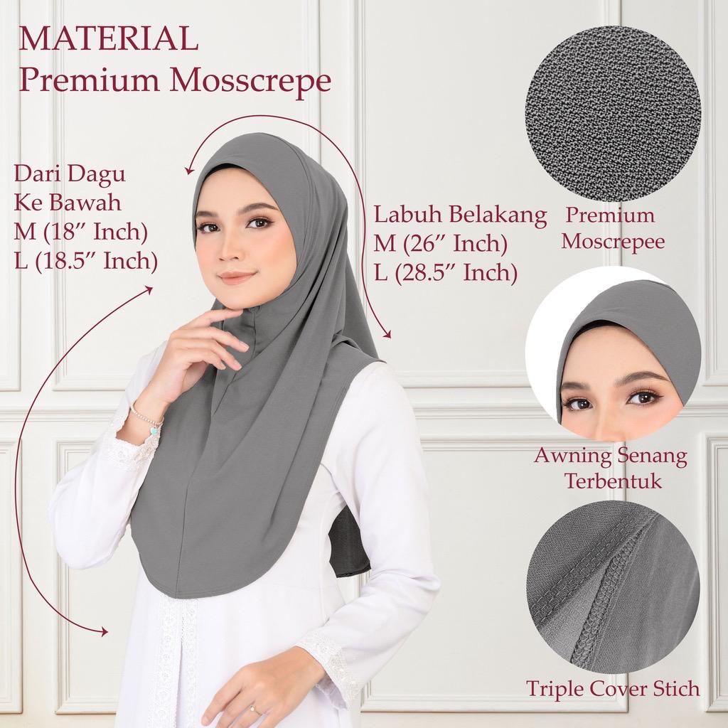 Tudung Sarung Moscrepe Sarimah Plain Instant READY STOCK SIZE M L