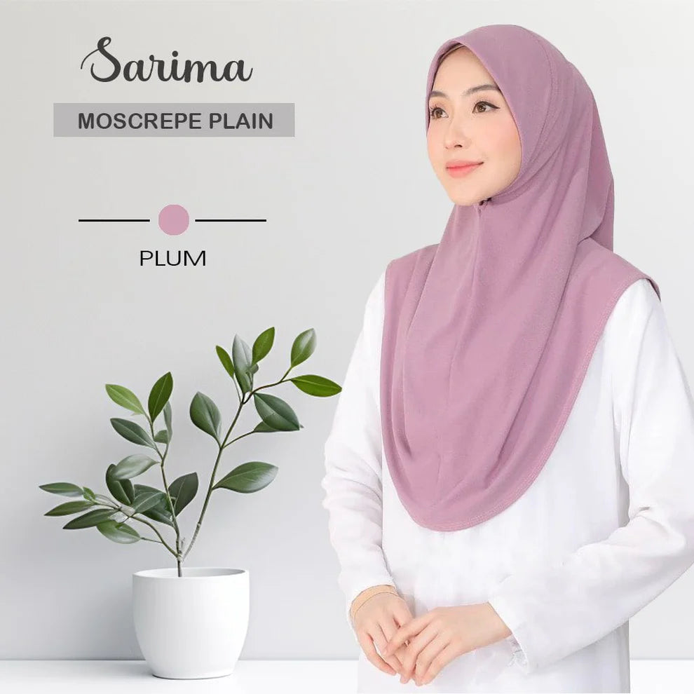 Tudung Sarung Moscrepe Sarimah Plain Instant READY STOCK SIZE M L