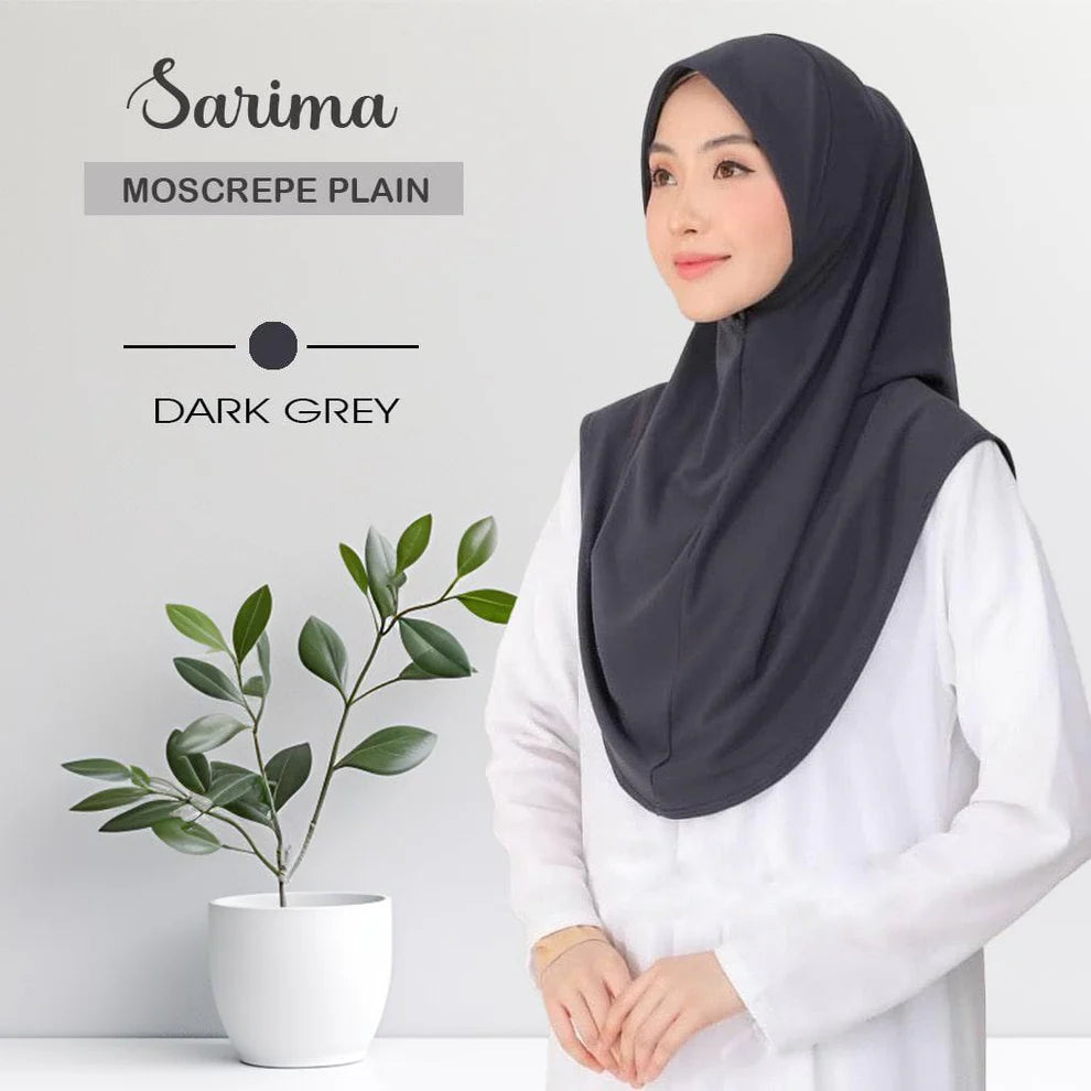 Tudung Sarung Moscrepe Sarimah Plain Instant READY STOCK SIZE M L