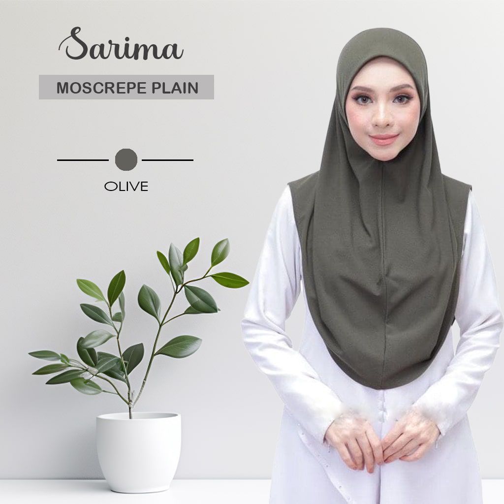 Tudung Sarung Moscrepe Sarimah Plain Instant READY STOCK SIZE M L