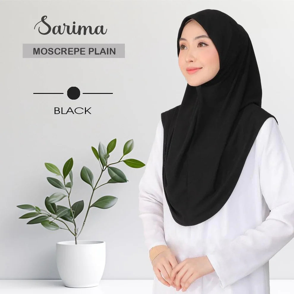 Tudung Sarung Moscrepe Sarimah Plain Instant READY STOCK SIZE M L