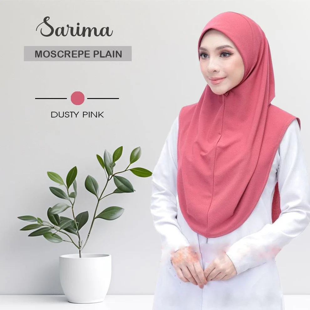 Tudung Sarung Moscrepe Sarimah Plain Instant READY STOCK SIZE M L