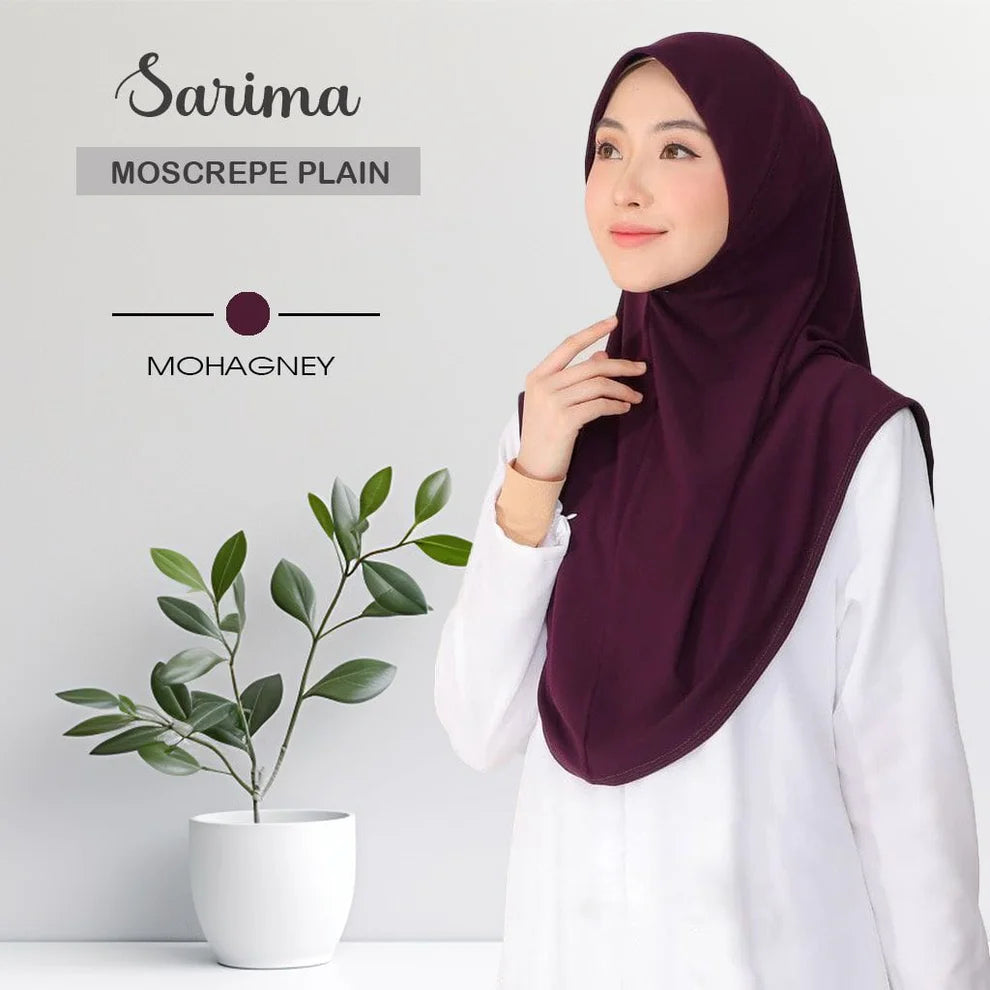 Tudung Sarung Moscrepe Sarimah Plain Instant READY STOCK SIZE M L